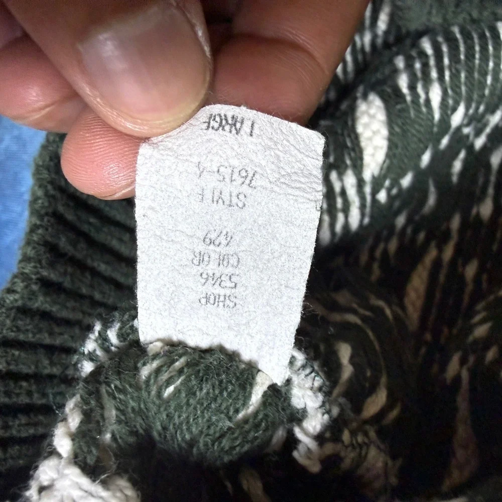 Vintage Woolrich USA Nordic Fair Isle Knit Sweater Green White Men's L